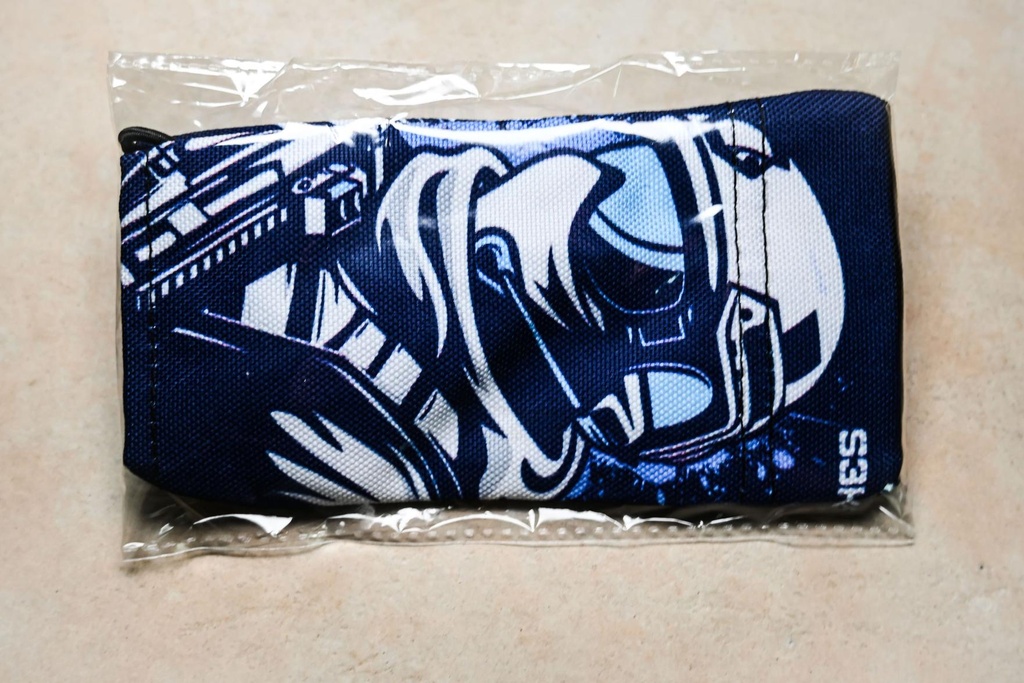 Blaue Airsoft-Laufsocke mit Comicdesign