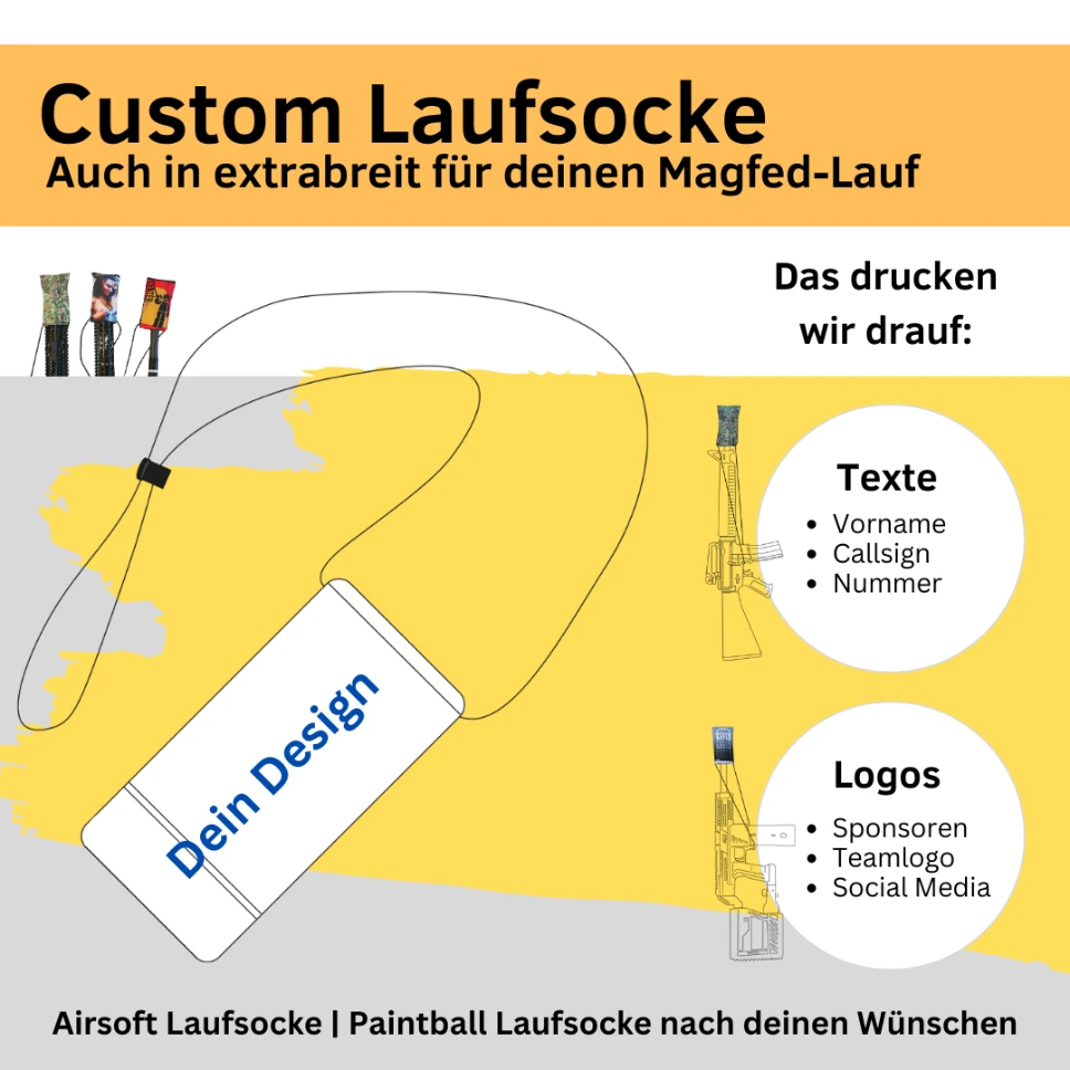 Custom Laufsocke für Paintball / Airsoft + Logo