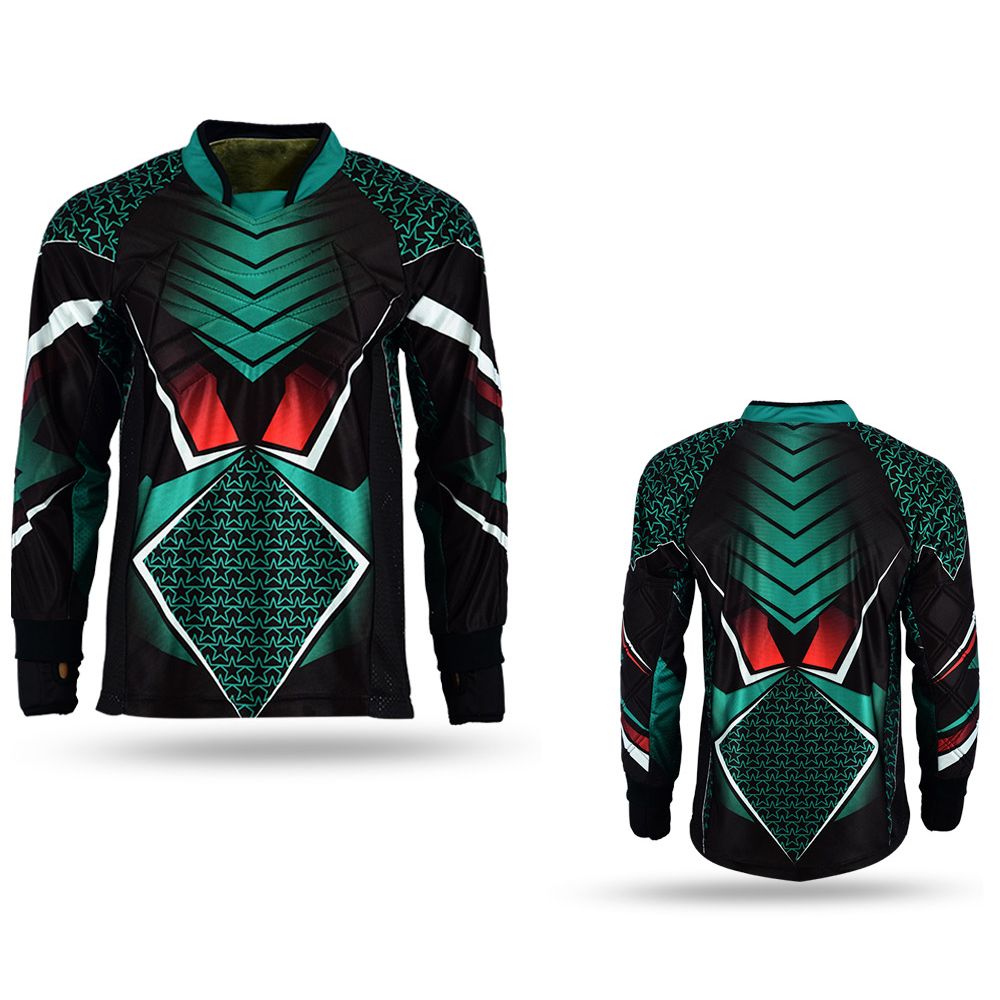Grünes Custom Paintball Jersey mit Rot