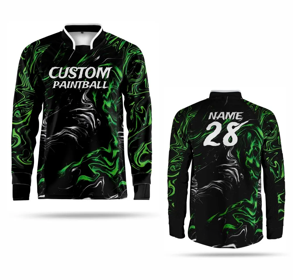 Custom Paintball Jersey Green Swirl