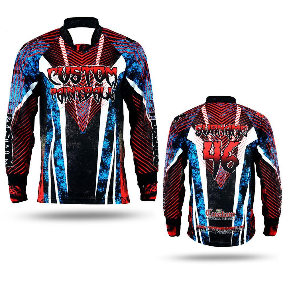 Blau / Rotes Custom Paintballjersey