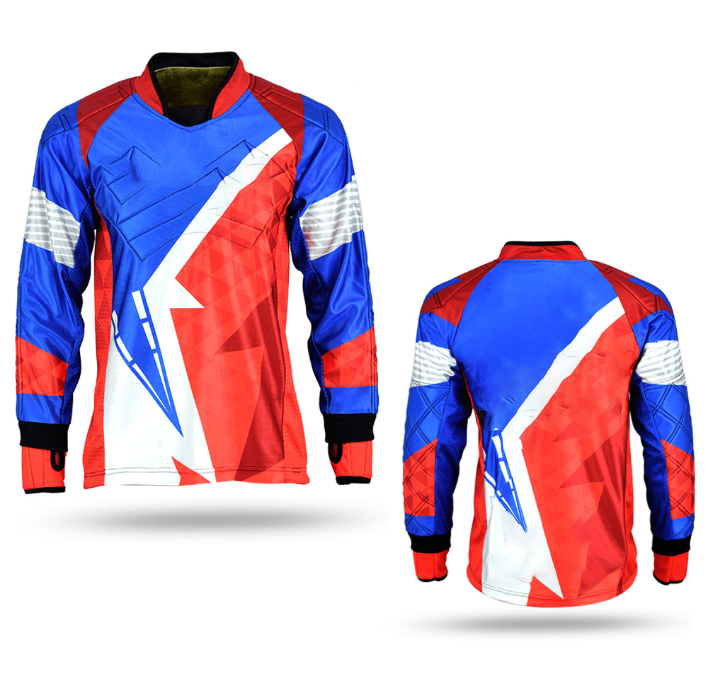 Custom Jersey Paintball Rot Blau Weiß