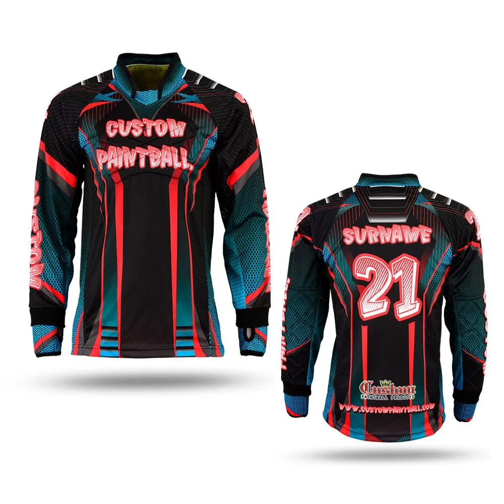 Custom Paintball Jersey – Schwarz, Rot und Blau