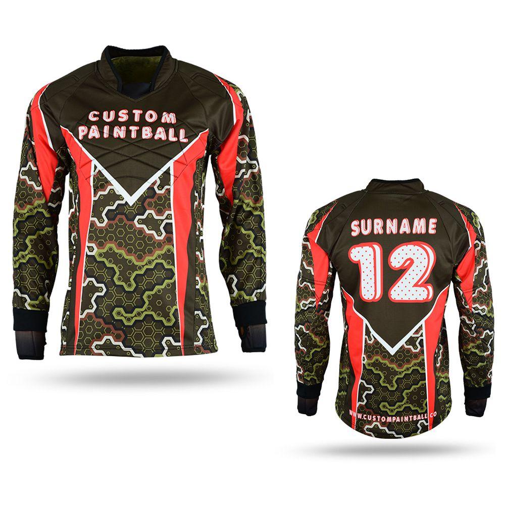 Green / Red Custom Paintball Jersey