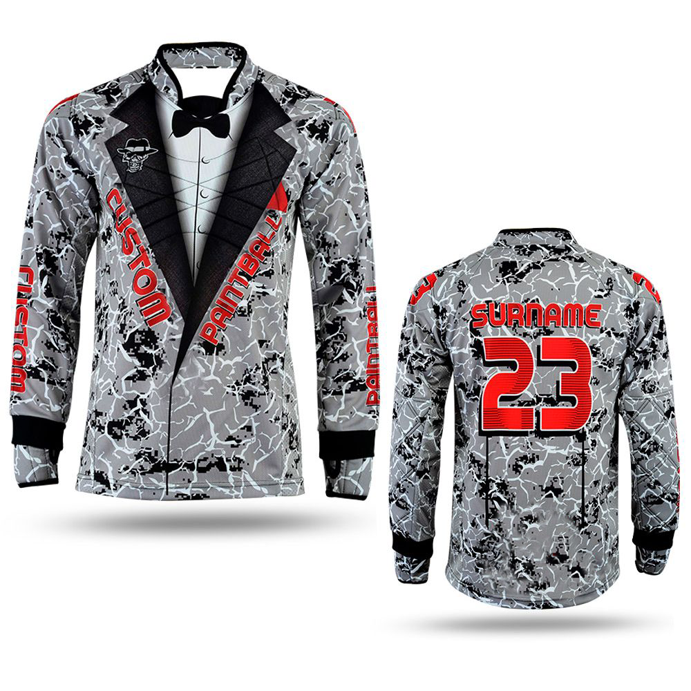 Paintballjersey Anzug grau / rot